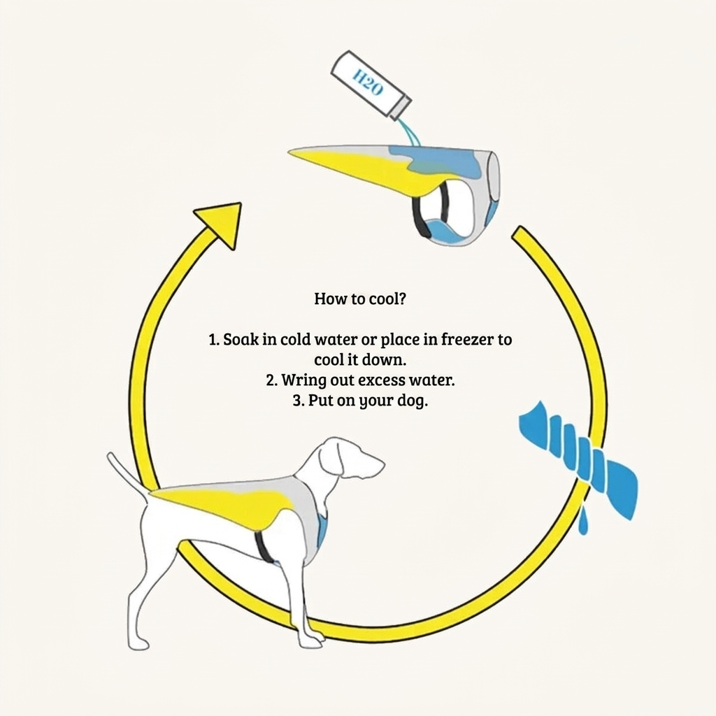 How to cool the dog vest - soak in cold water, wring out, put on your dog — My Petsworth