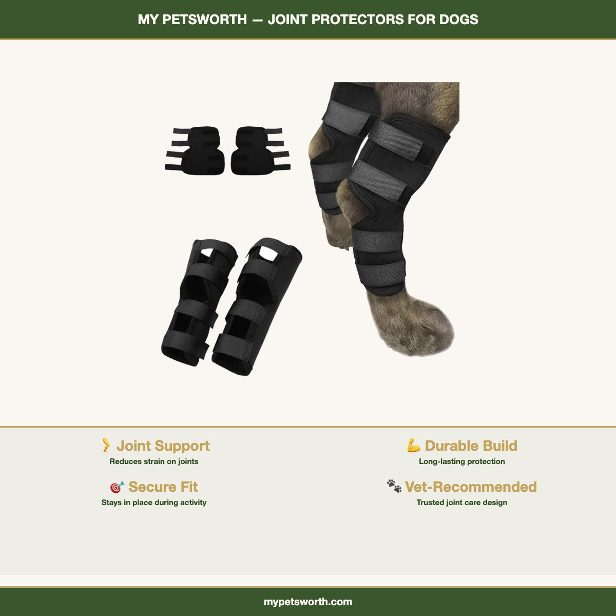 Dog hock wrap sizes, S to XL — My Petsworth