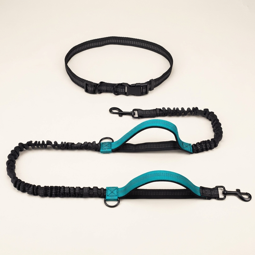 Hands-free dog lead in turquoise and grey - My Petsworth