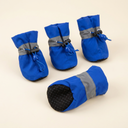 Blue waterproof anti-slip rain boots for small dogs & cats, studio photo