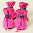 Pink waterproof anti-slip rain boots for small dogs & cats, studio photo