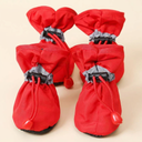 Red waterproof anti-slip rain boots for small dogs & cats, studio photo