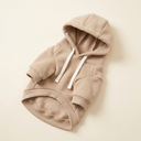 Beige warm winter dog hoodie for small & medium breeds, studio photo