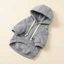 Grey warm winter dog hoodie for small & medium breeds, studio photo