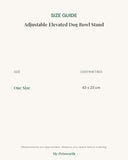 Size chart for the adjustable elevated dog bowl stand in centimetres