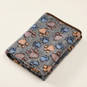 Grey fleece pet blanket with paw print design for cats & dogs, studio photo