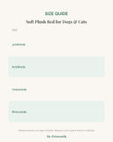 Size chart for the soft plush dog and cat bed, 40 x 60 to 80 x 120 cm