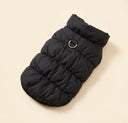 Black insulated winter jacket for dogs & cats, studio photo