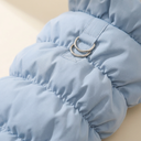 Blue insulated winter jacket for dogs & cats, detail photo