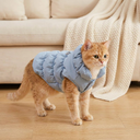 Blue insulated winter jacket for dogs & cats, lifestyle photo
