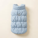 Blue insulated winter jacket for dogs & cats, studio photo
