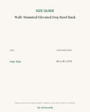 Size chart for the wall-mounted dog bowl rack in centimetres