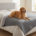 Grey waterproof dog bed cover, lifestyle photo