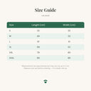 Size guide for the thickened warm sleeping cushion for cats & small dogs showing measurements in centimetres for each size