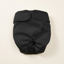 Black washable dog nappies for female dogs, studio photo