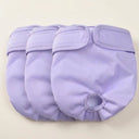 Purple washable dog nappies for female dogs, studio photo