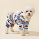 Blue cosy fleece Christmas jumper for dogs, studio photo
