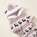 Pink cosy fleece Christmas jumper for dogs, detail photo