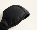 Black waterproof noise reduction ear muffs for dogs, detail photo