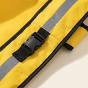 Yellow waterproof dog raincoat with hood for small to large dogs, detail photo