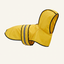 Yellow waterproof dog raincoat with hood for small to large dogs, studio photo