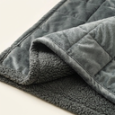 Grey waterproof reversible sherpa pet blanket for dogs & cats, detail photo