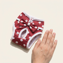 Red Polka Dot reusable washable sanitary pants for female dogs, scale photo