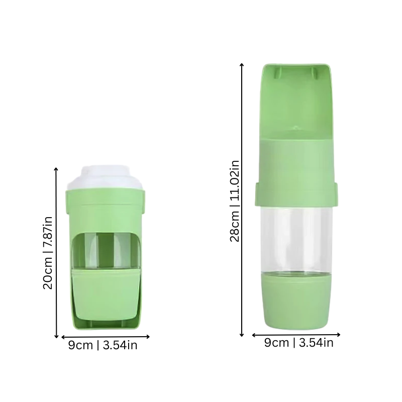 Portable dog water bottle with flip-out drinking bowl