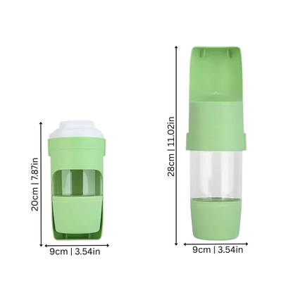 Portable dog water bottle with flip-out drinking bowl