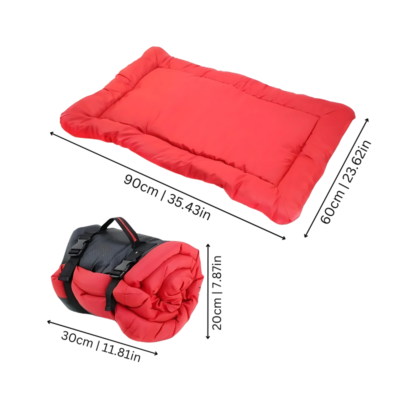 Foldable waterproof dog travel bed flat view