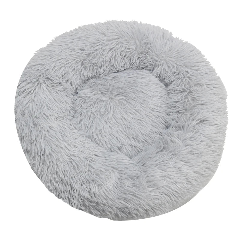 Round plush dog bed in cream - My Petsworth
