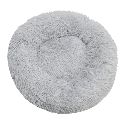 Round plush dog bed in cream - My Petsworth
