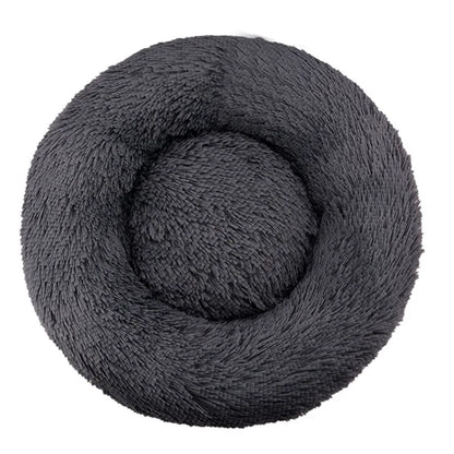 Round plush dog bed in charcoal - My Petsworth
