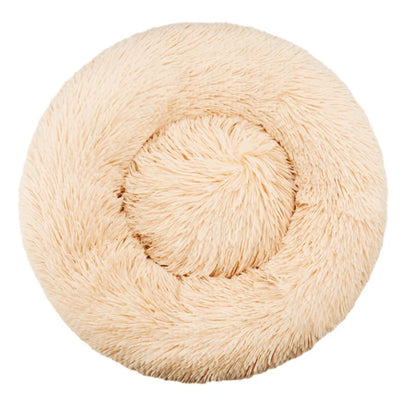 Round plush dog bed in blush pink - My Petsworth