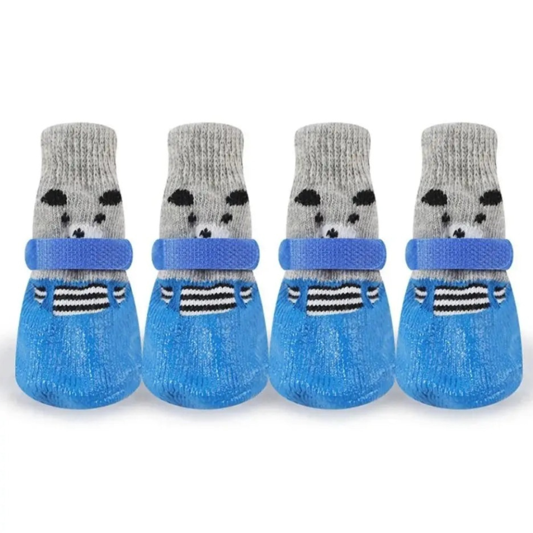 Blue waterproof dog socks, set of four — My Petsworth