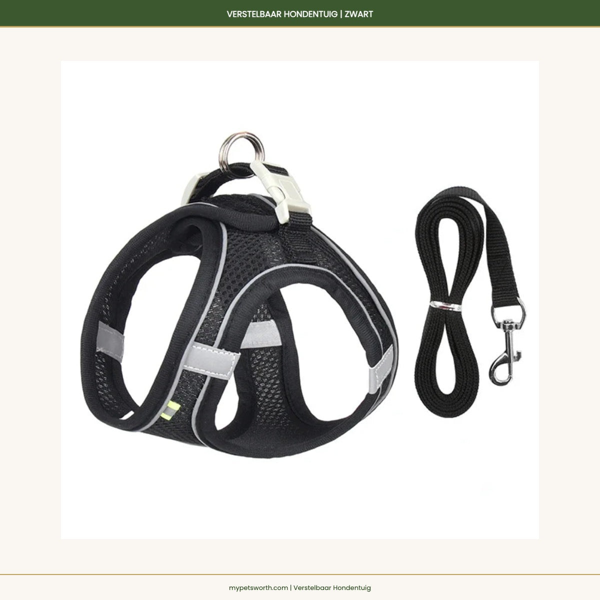 Black adjustable dog harness — My Petsworth