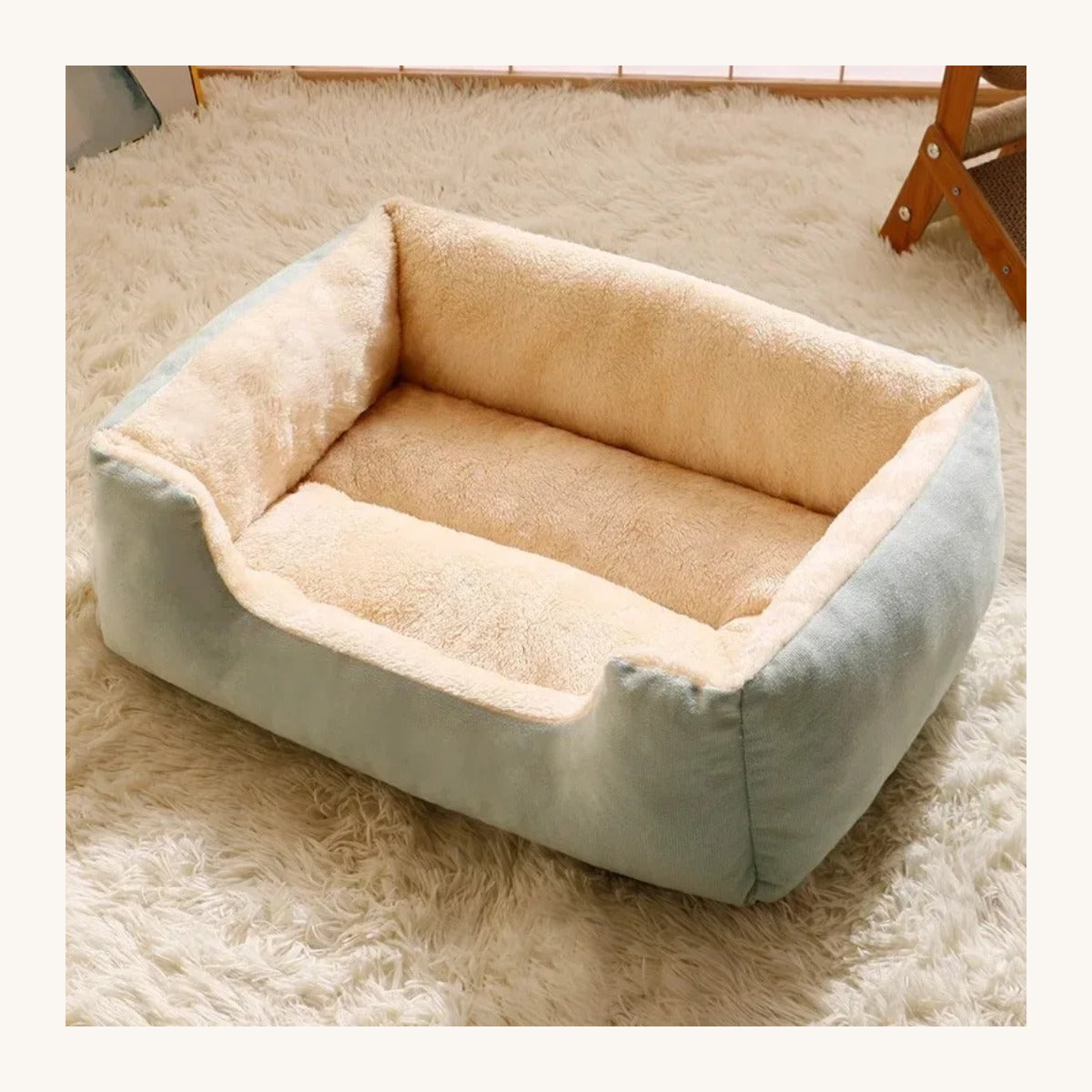 Round plush pet bed cushion in a home setting — My Petsworth