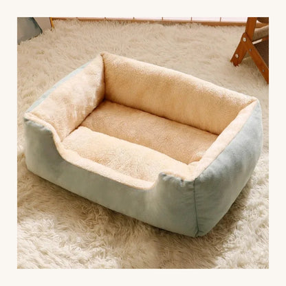Round plush pet bed cushion in a home setting — My Petsworth