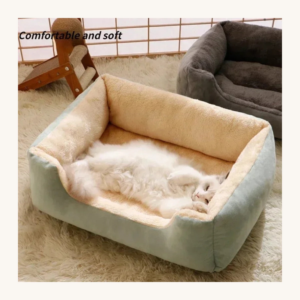 Plush pile detail on the round pet bed cushion — My Petsworth