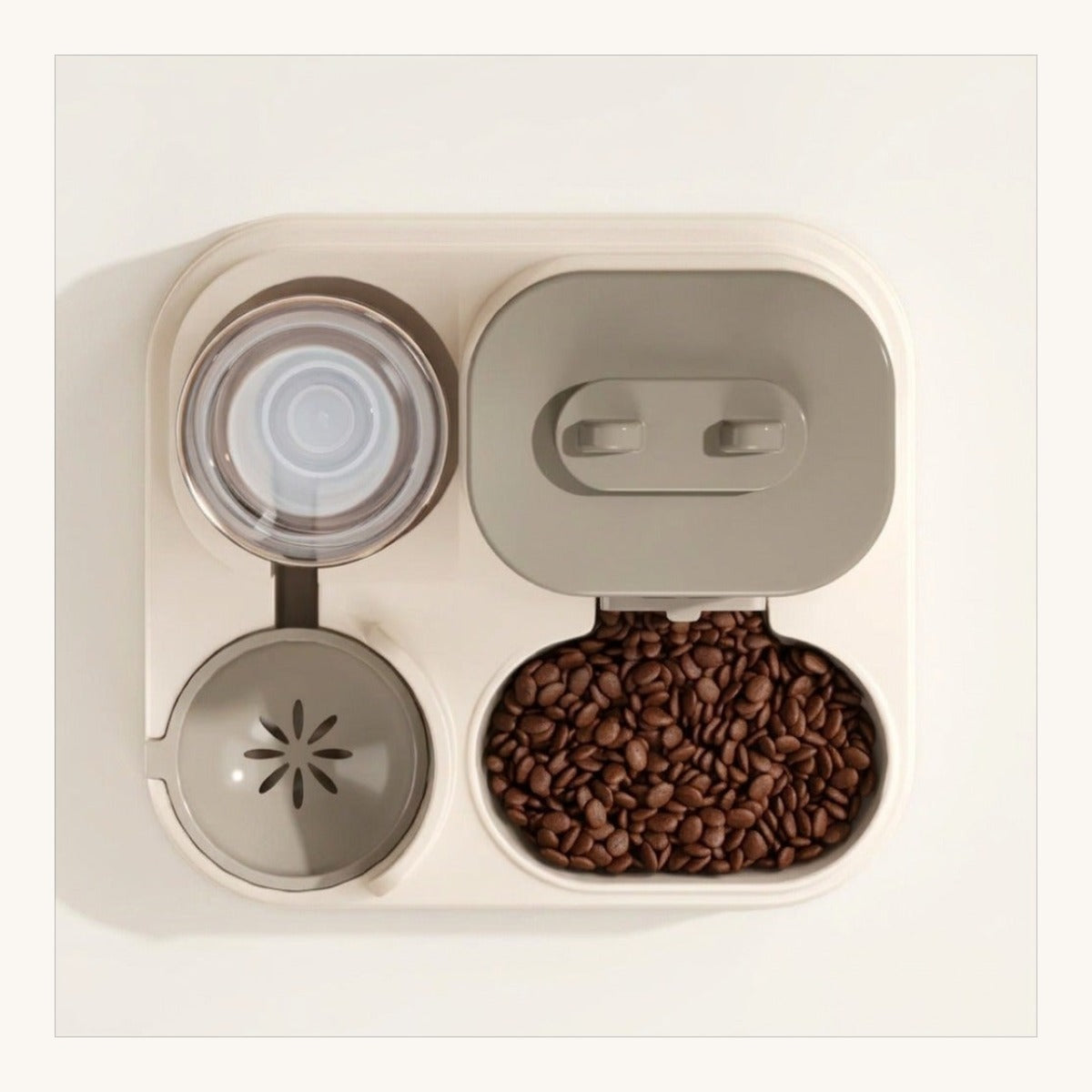 Top view of the 2-in-1 pet food and water feeder — My Petsworth