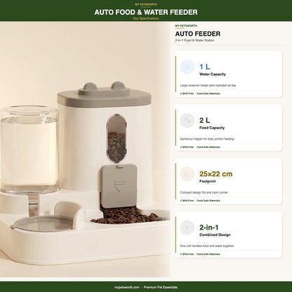Dimensions of the 2-in-1 pet feeder: 25 x 23 x 20 cm — My Petsworth