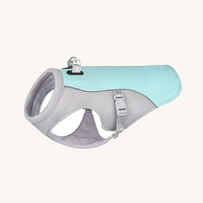 Dog cooling vest with reflective strips, side view — My Petsworth