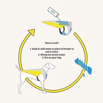 How to cool the dog vest - soak in cold water, wring out, put on your dog — My Petsworth
