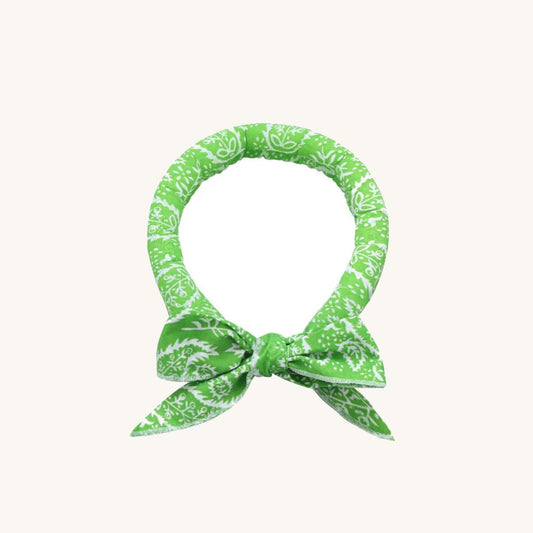 Green dog cooling neck wrap on a cream background — My Petsworth