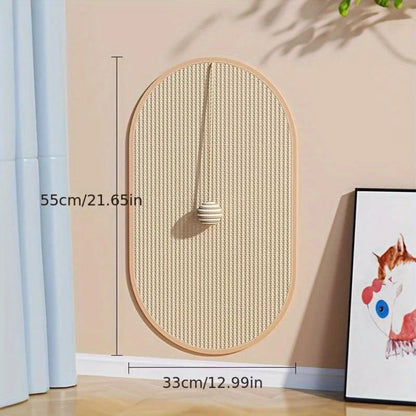 Hanging toys on the wall mounted cat scratching station — My Petsworth