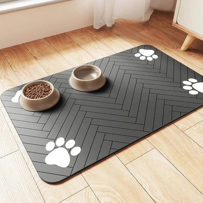 Black absorbent feeding mat with non-slip backing — My Petsworth