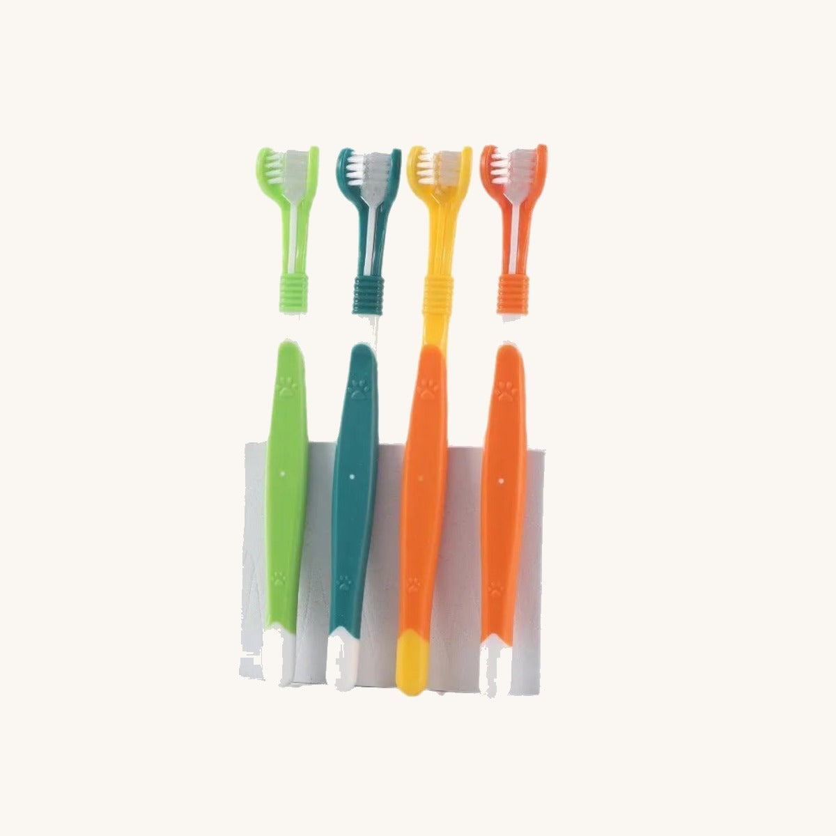 Three-sided pet toothbrush in use — My Petsworth