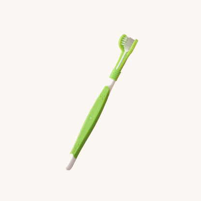 Green three-sided pet toothbrush — My Petsworth