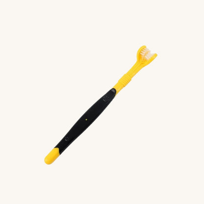 Yellow three-sided pet toothbrush — My Petsworth