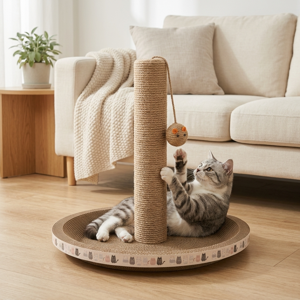 Cat using the corrugated cardboard scratcher pad — My Petsworth